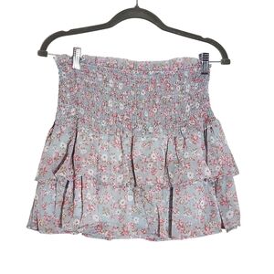 Altar'd State Blue Floral Smocked Mini Skirt NWT Size Medium Ruffle Mini Skirt